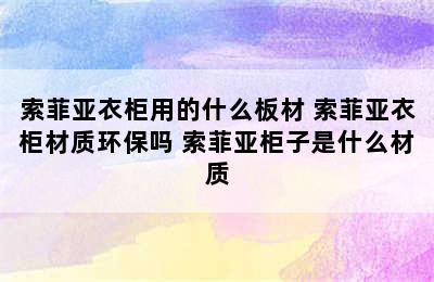 索菲亚衣柜用的什么板材 索菲亚衣柜材质环保吗 索菲亚柜子是什么材质